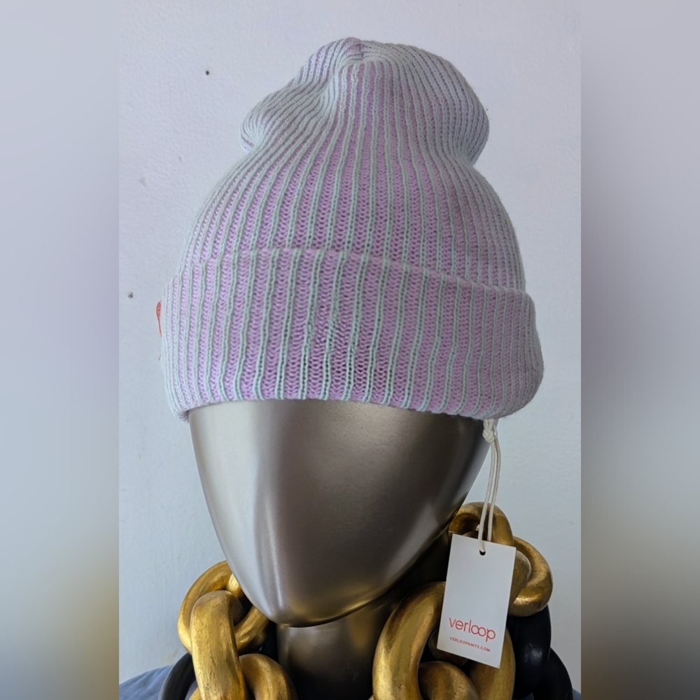 Verloop • Jade / Lilac knit beanie , NWT | Simple Rib Hat